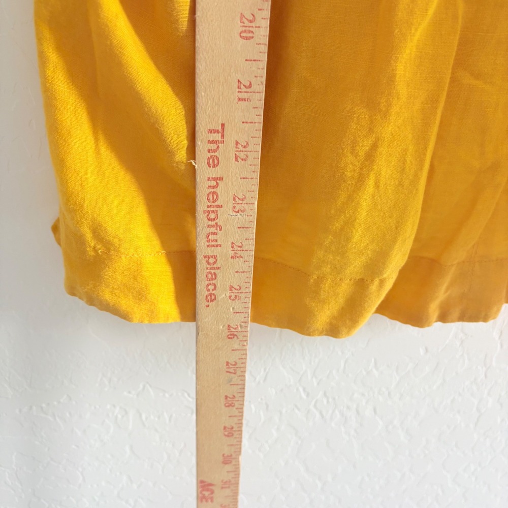 Free People Memory Of Love Top Yellow Linen Cotton Button Front V-Neck S - Picture 6 of 8